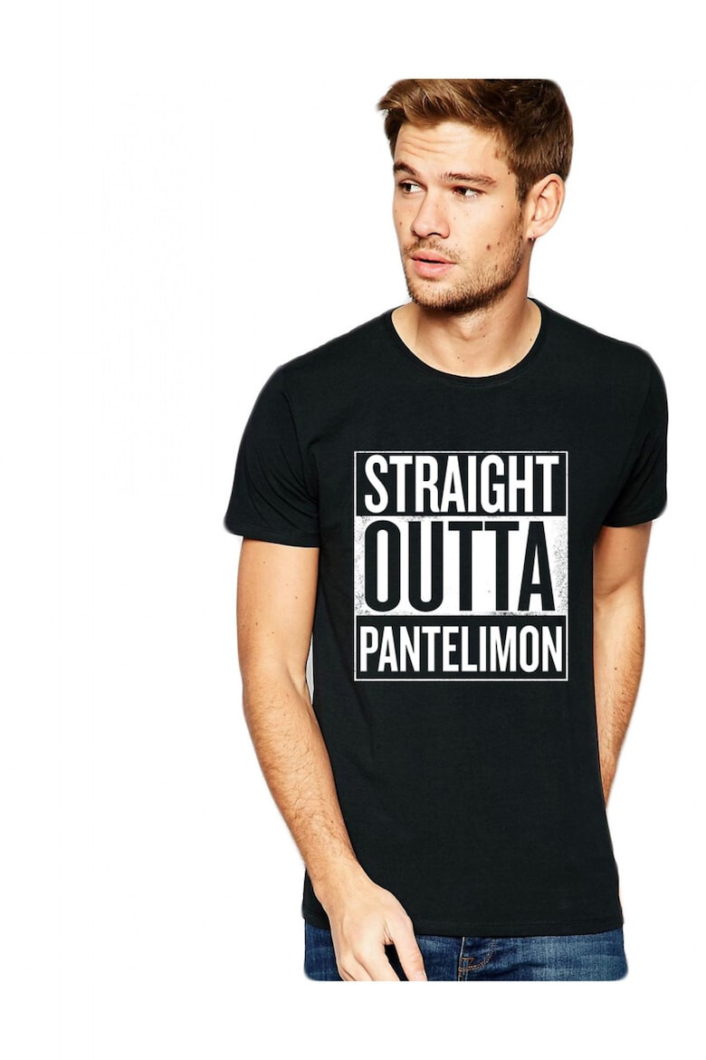 THEICONIC Tricou negru barbati - Straight Outta Piatra Neamt - Pled.ro