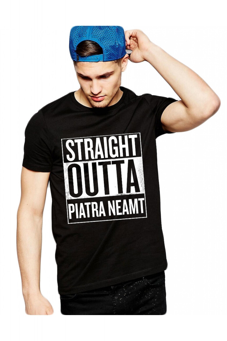 THEICONIC Tricou negru barbati Straight Outta Piatra Neamt - Pled.ro