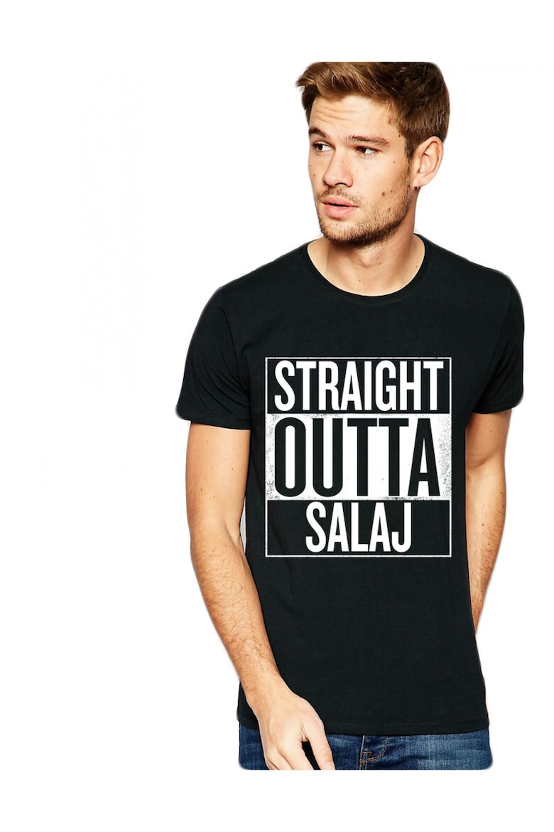 THEICONIC Tricou negru barbati - Straight Outta Salaj - Pled.ro