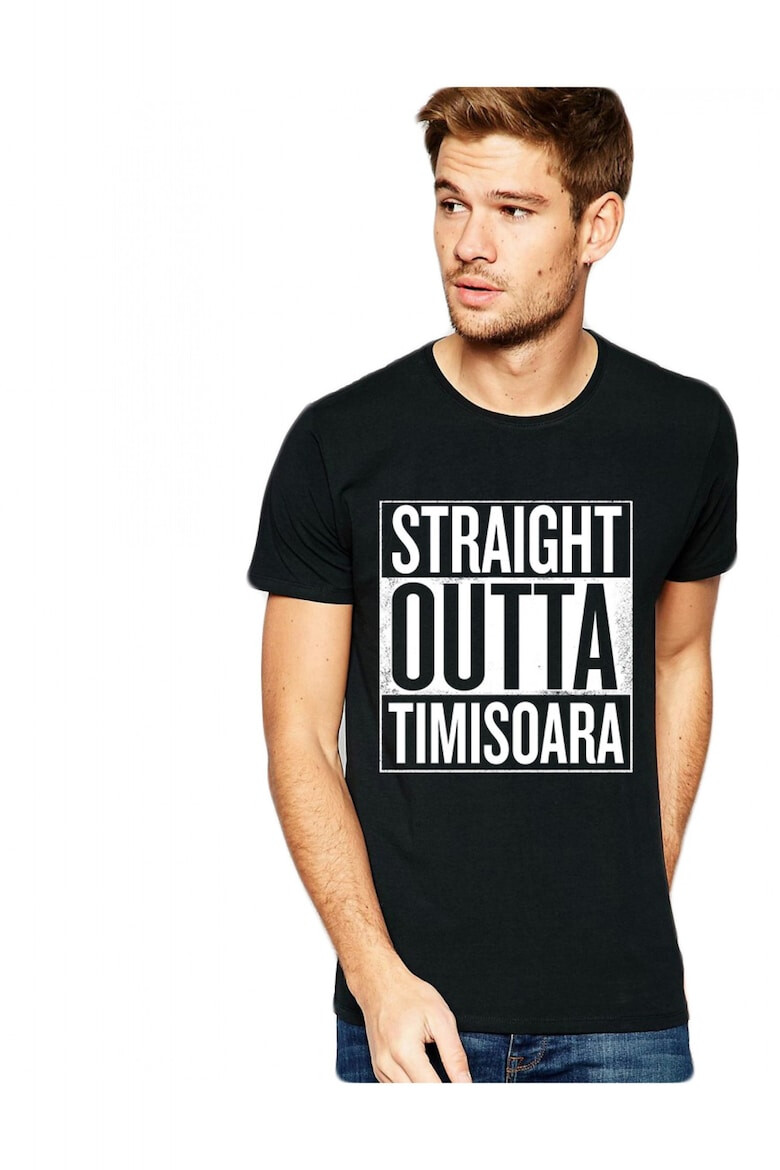 THEICONIC Tricou negru barbati - Straight Outta Timisoara - Pled.ro