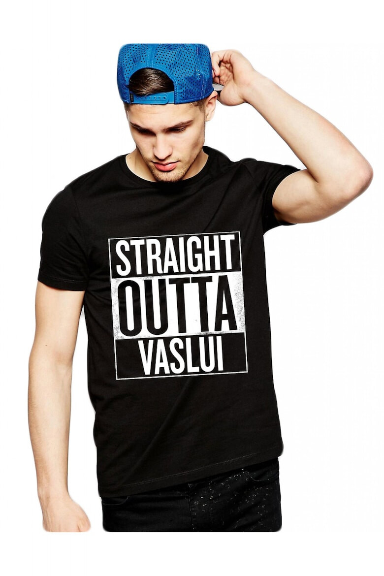 THEICONIC Tricou negru barbati - Straight Outta Vaslui - Pled.ro