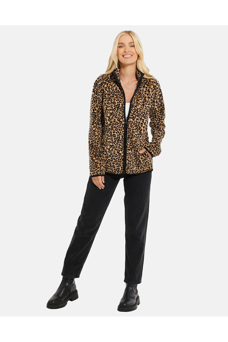 Threadbare Hanorac din fleece cu fermoar si animal print Leo 5939 - Pled.ro