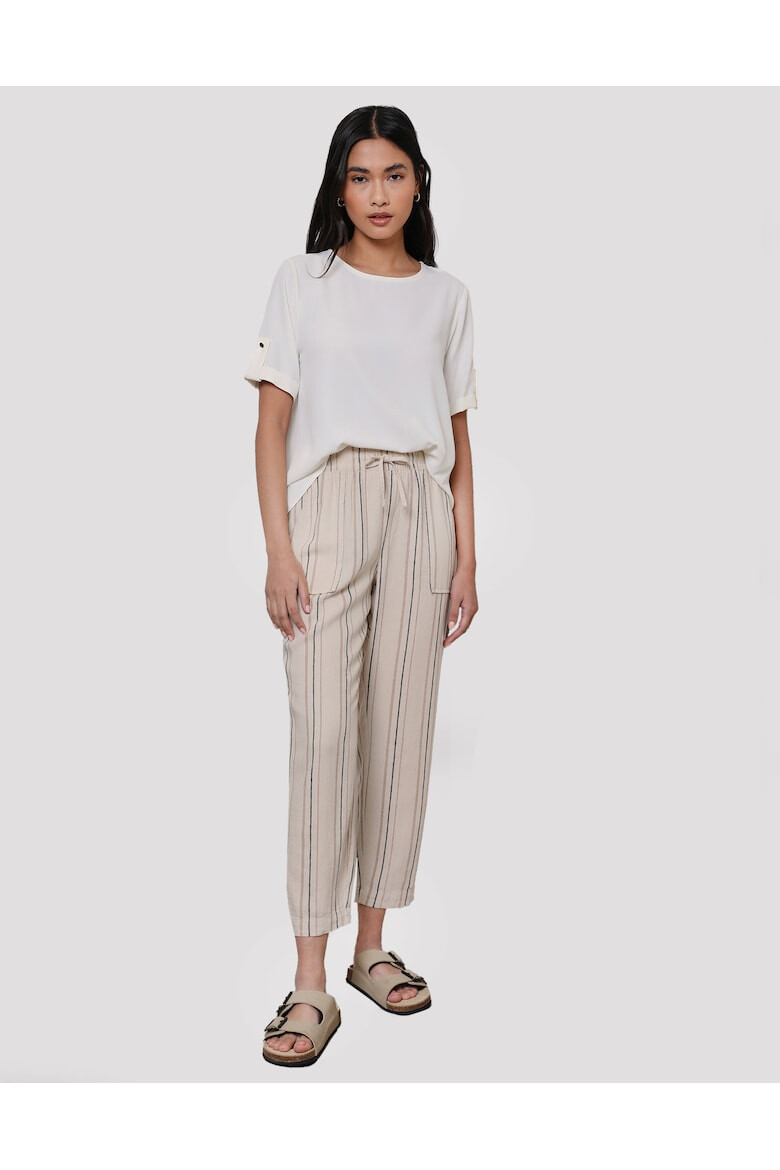 Threadbare Pantaloni crop din amestec de in Rosewood 7445 - Pled.ro