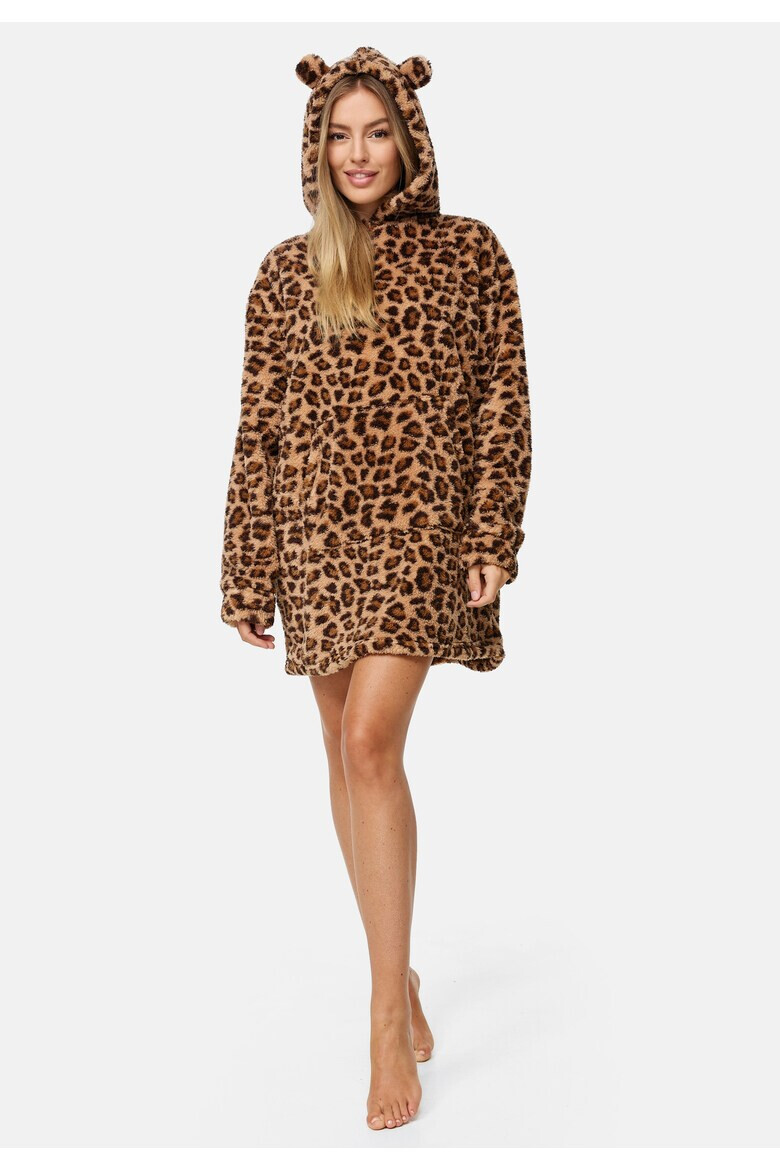 Threadbare Rochie de casa cu gluga si animal print - Pled.ro