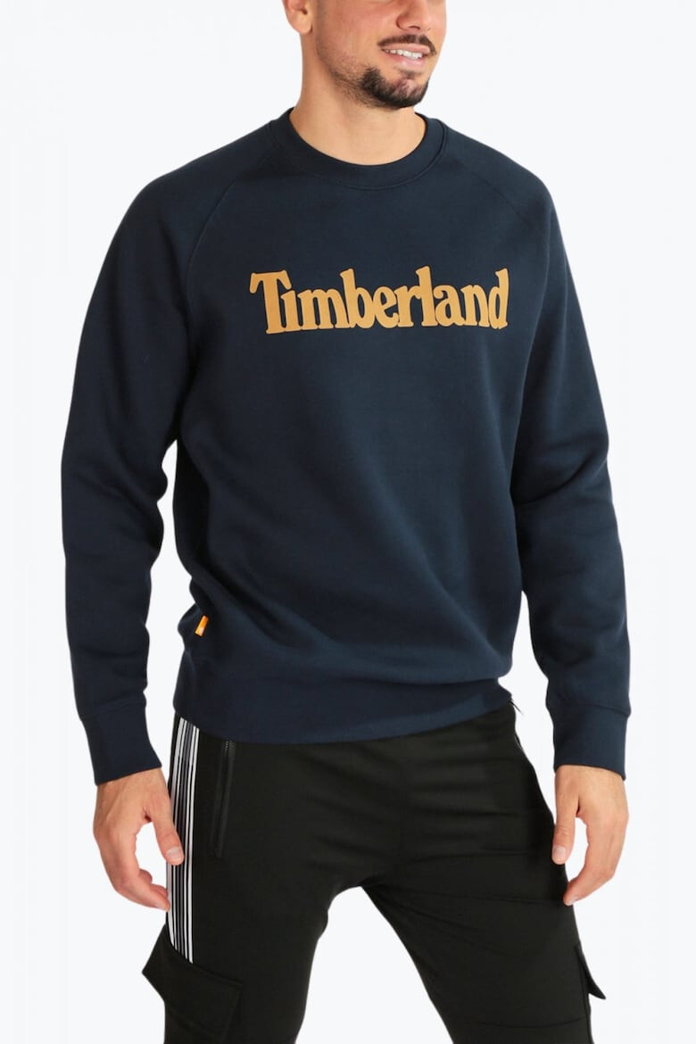 Timberland Bluza barbati cu decolteu rotund si imprimeu cu logo bleumarin - Pled.ro