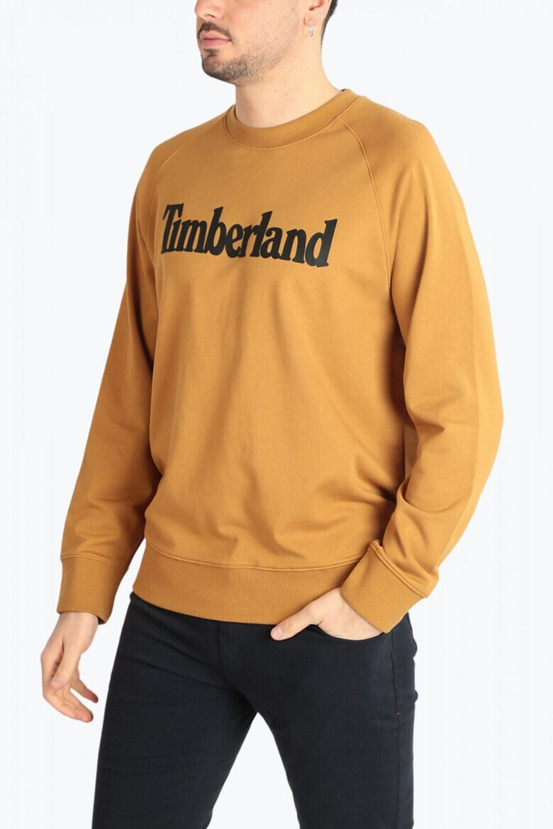 Timberland Bluza barbati cu decolteu rotund si imprimeu cu logo maro 53343 - Pled.ro