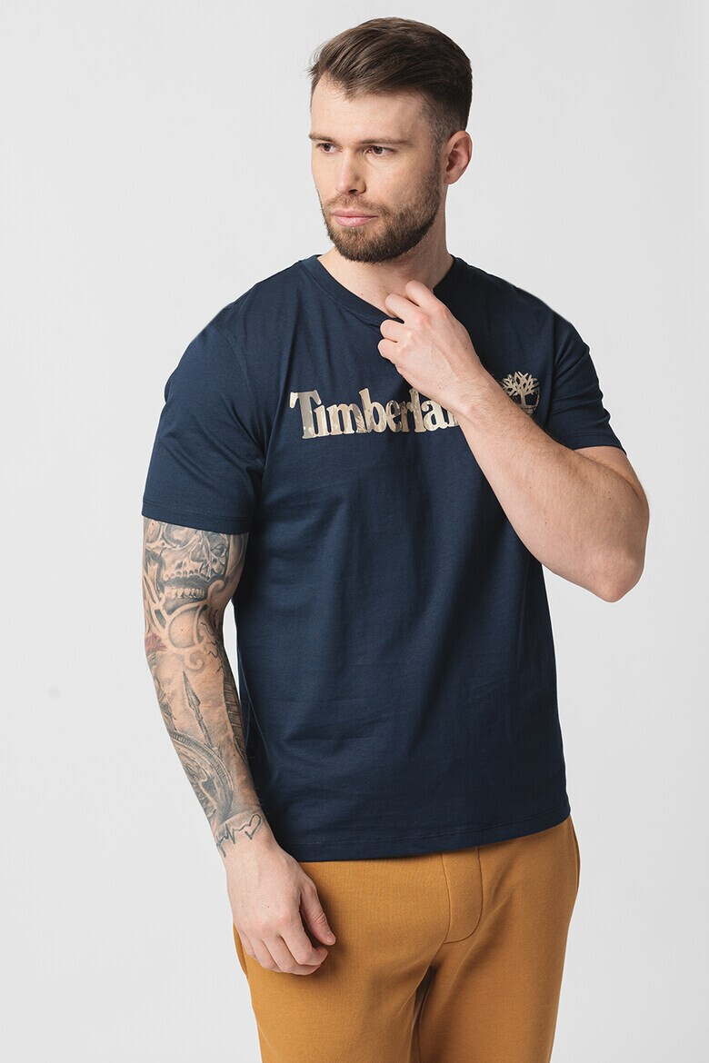 Timberland Tricou cu decolteu la baza gatului si imprimeu logo Camo Linear - Pled.ro