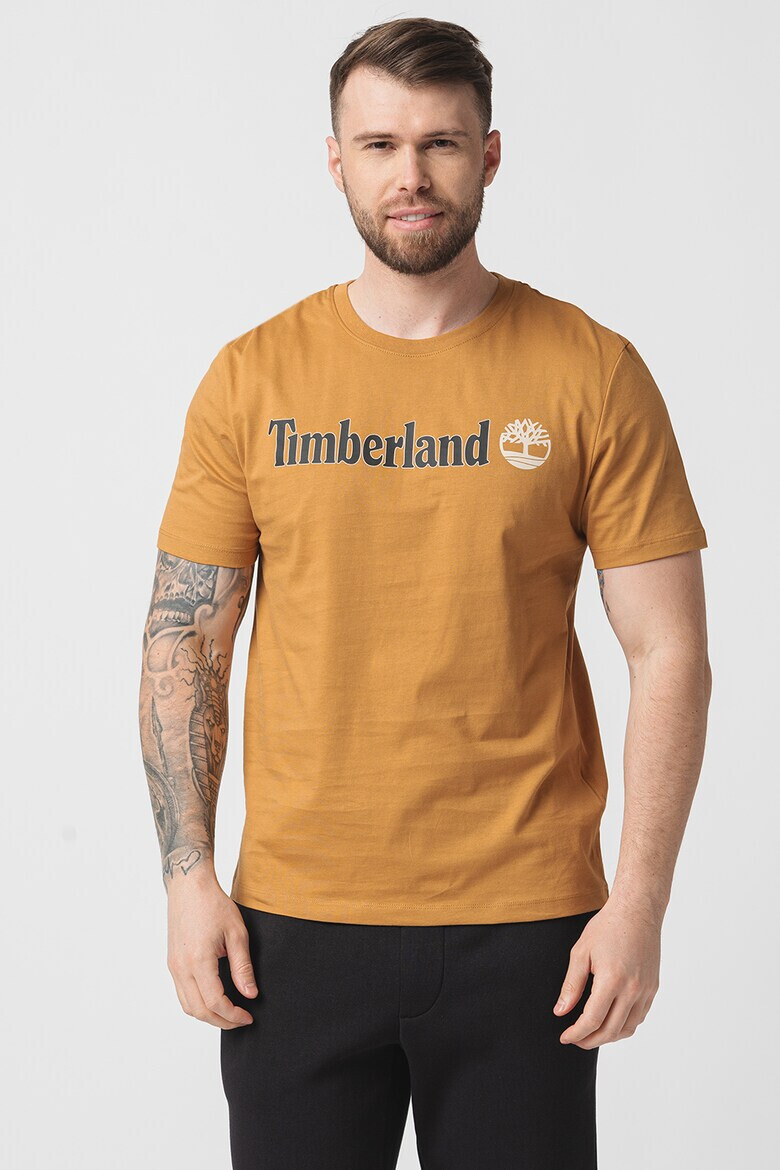 Timberland Tricou cu decolteu la baza gatului si imprimeu logo Linear - Pled.ro