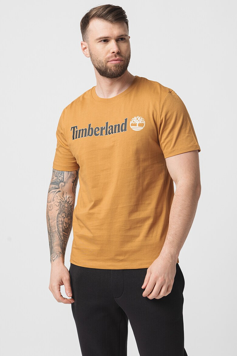 Timberland Tricou cu decolteu la baza gatului si imprimeu logo Linear - Pled.ro