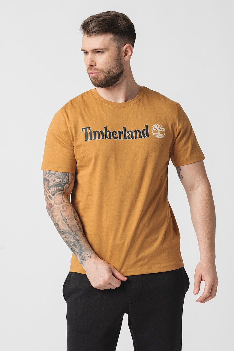 Timberland Tricou cu decolteu la baza gatului si imprimeu logo Linear - Pled.ro