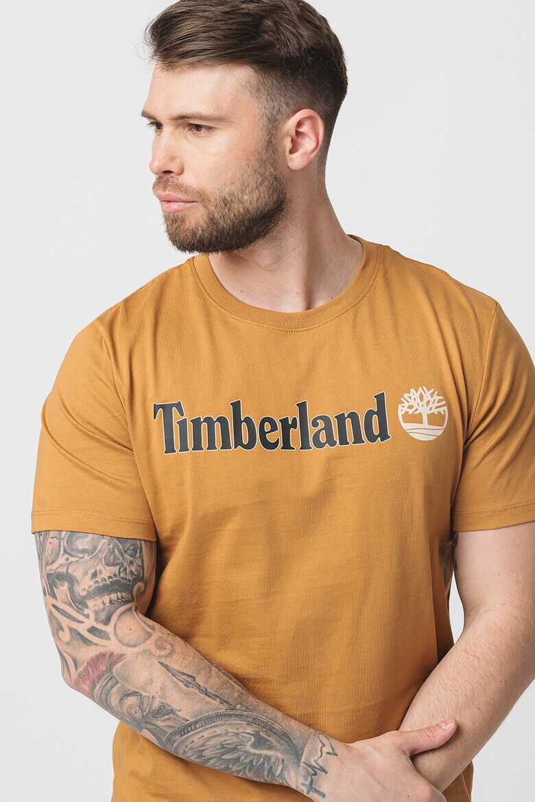 Timberland Tricou cu decolteu la baza gatului si imprimeu logo Linear - Pled.ro