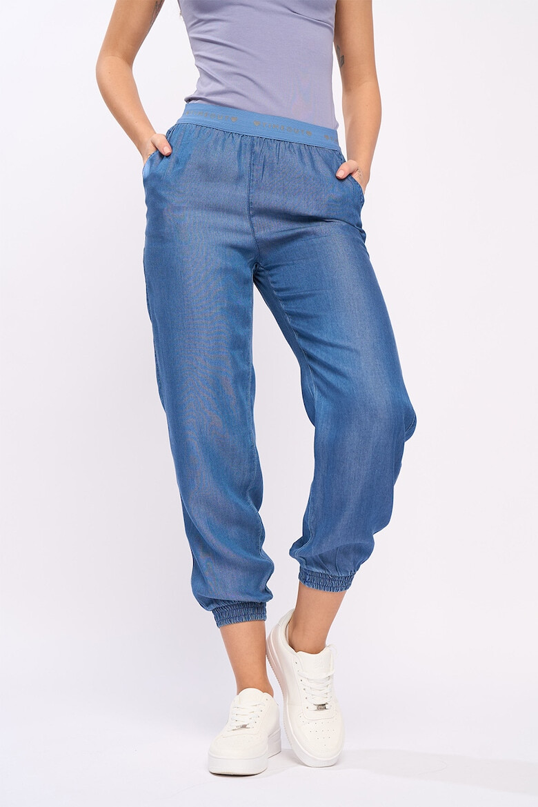 Timeout Pantaloni crop conici din chambray - Pled.ro