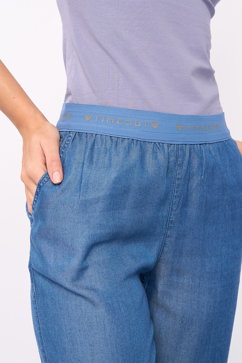 Timeout Pantaloni crop conici din chambray - Pled.ro