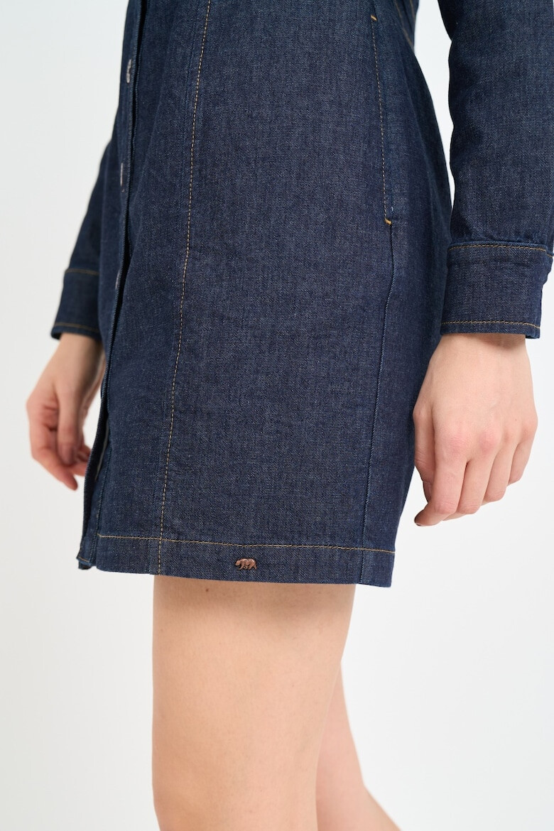 Timeout Rochie dama din denim cu maneca lunga si logo Albastru - Pled.ro