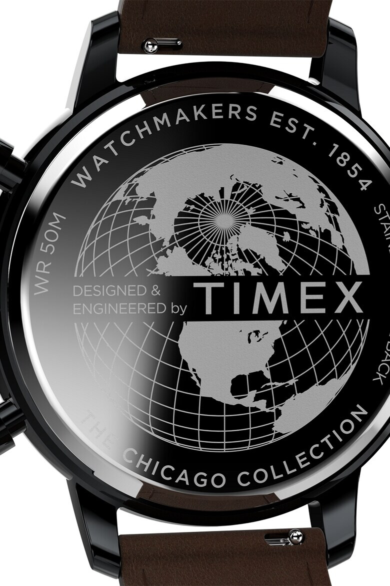 Timex Ceas cronograf cu o curea din piele Chicago - 45mm - Pled.ro