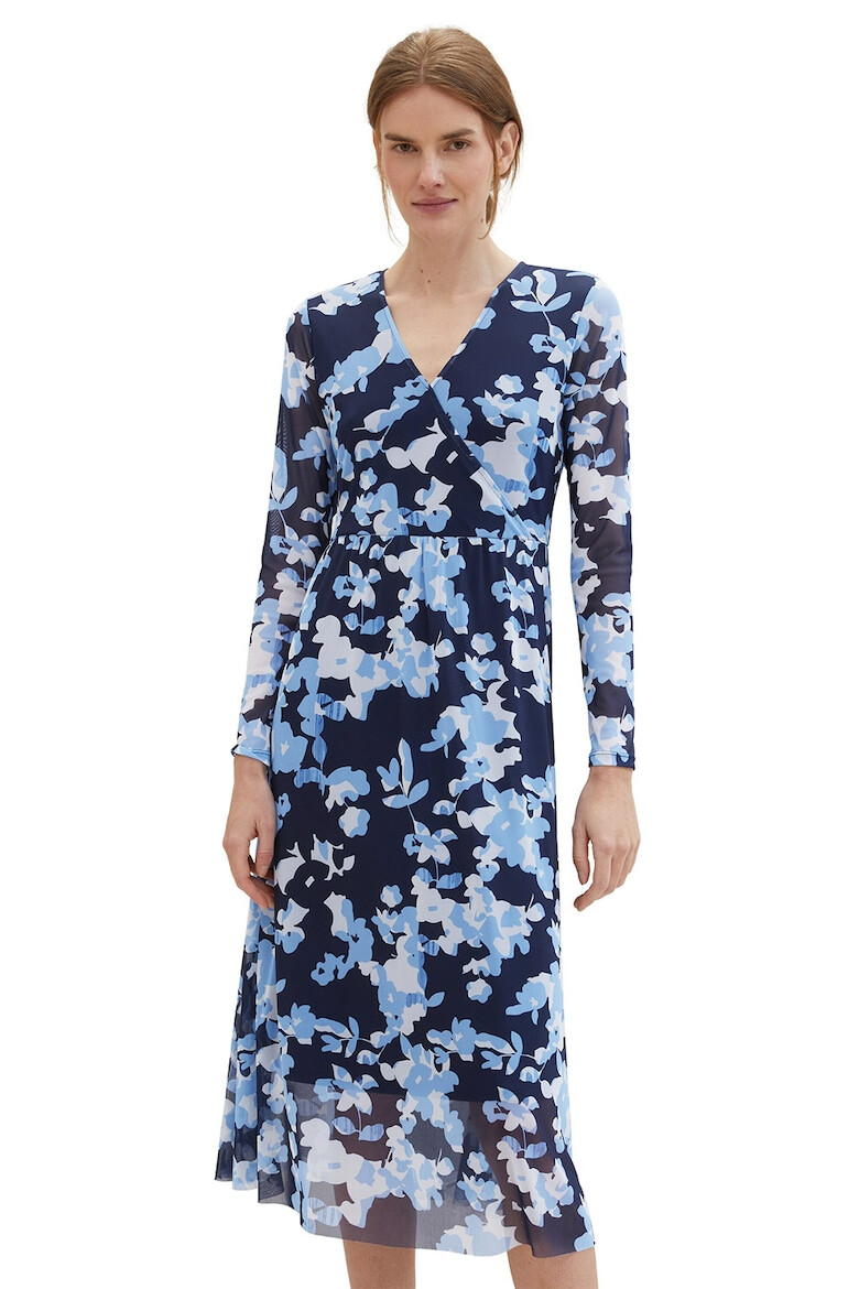 Tom Tailor Rochie midi cu decolteu in V si model floral - Pled.ro