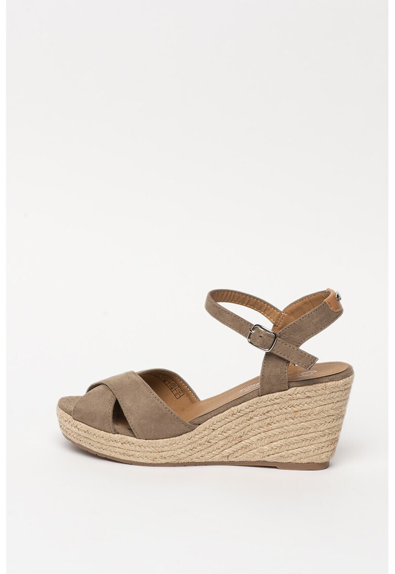 Tom Tailor Sandale wedge tip espadrile de piele intoarsa ecologica - Pled.ro