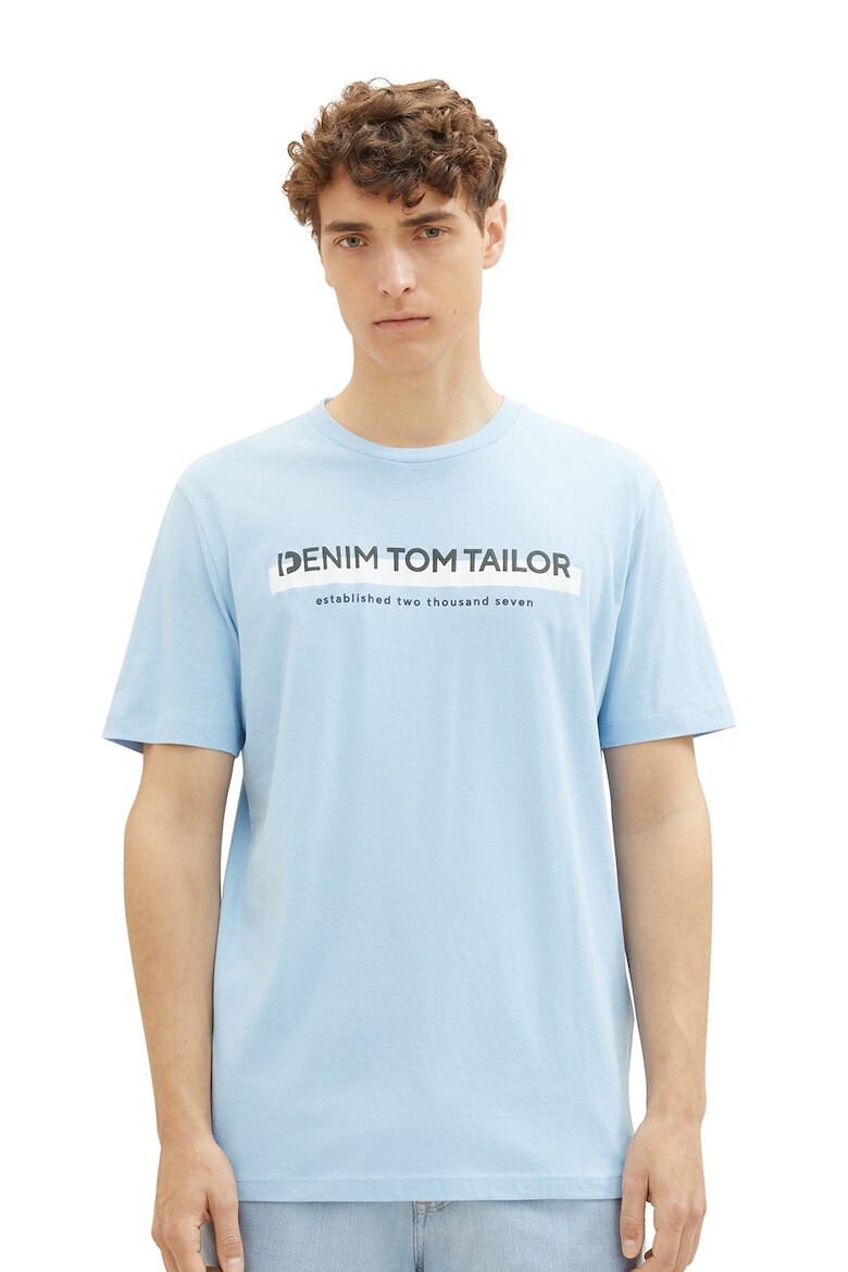 Tom Tailor Tricou cu decolteu la baza gatului si imprimeu logo - Pled.ro