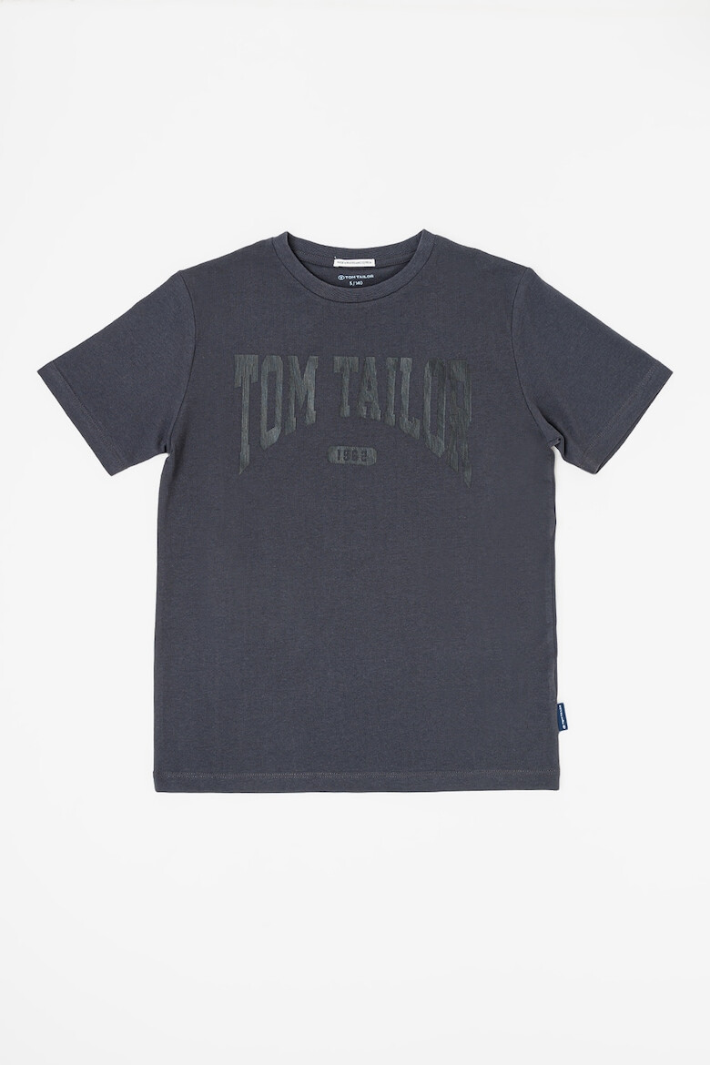 Tom Tailor Tricou cu decolteu la baza gatului si imprimeu logo - Pled.ro