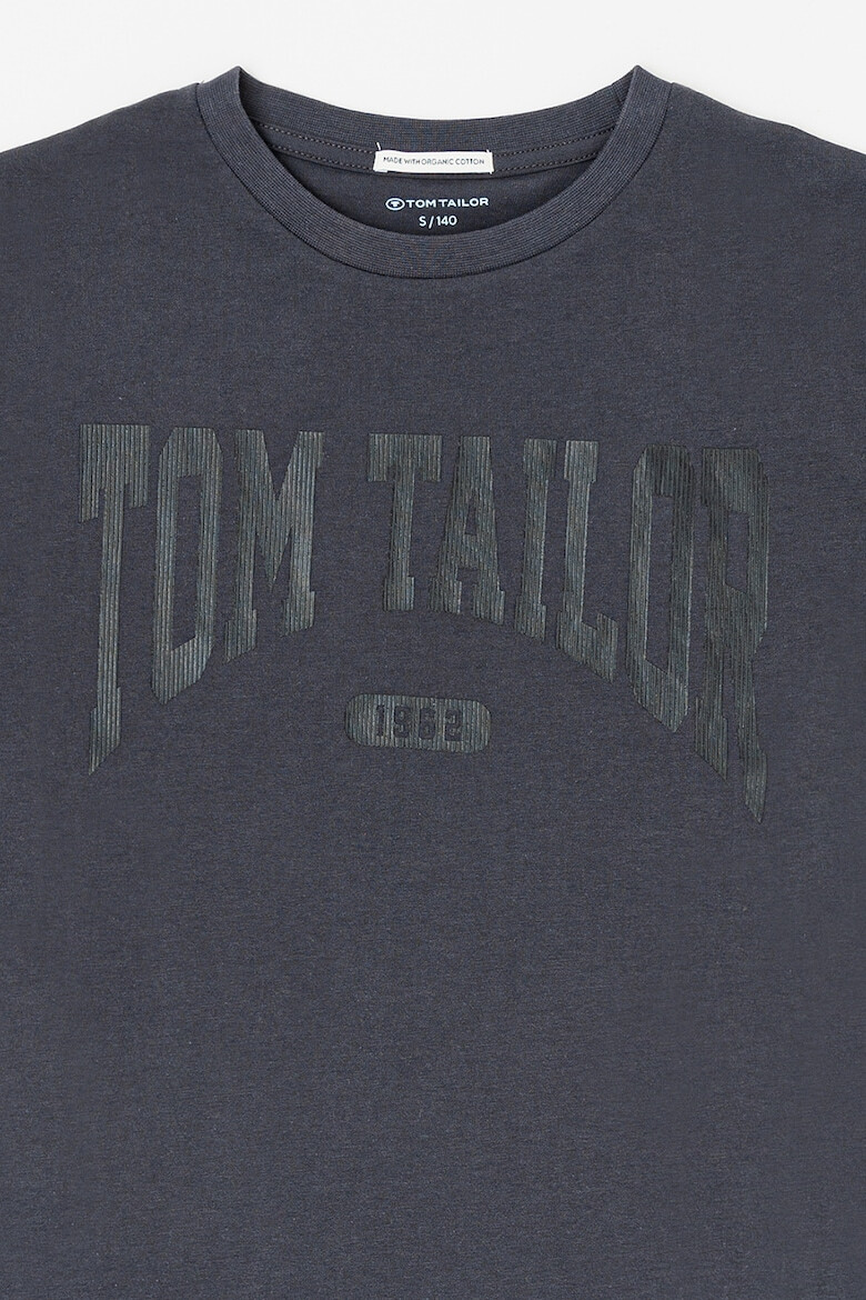 Tom Tailor Tricou cu decolteu la baza gatului si imprimeu logo - Pled.ro