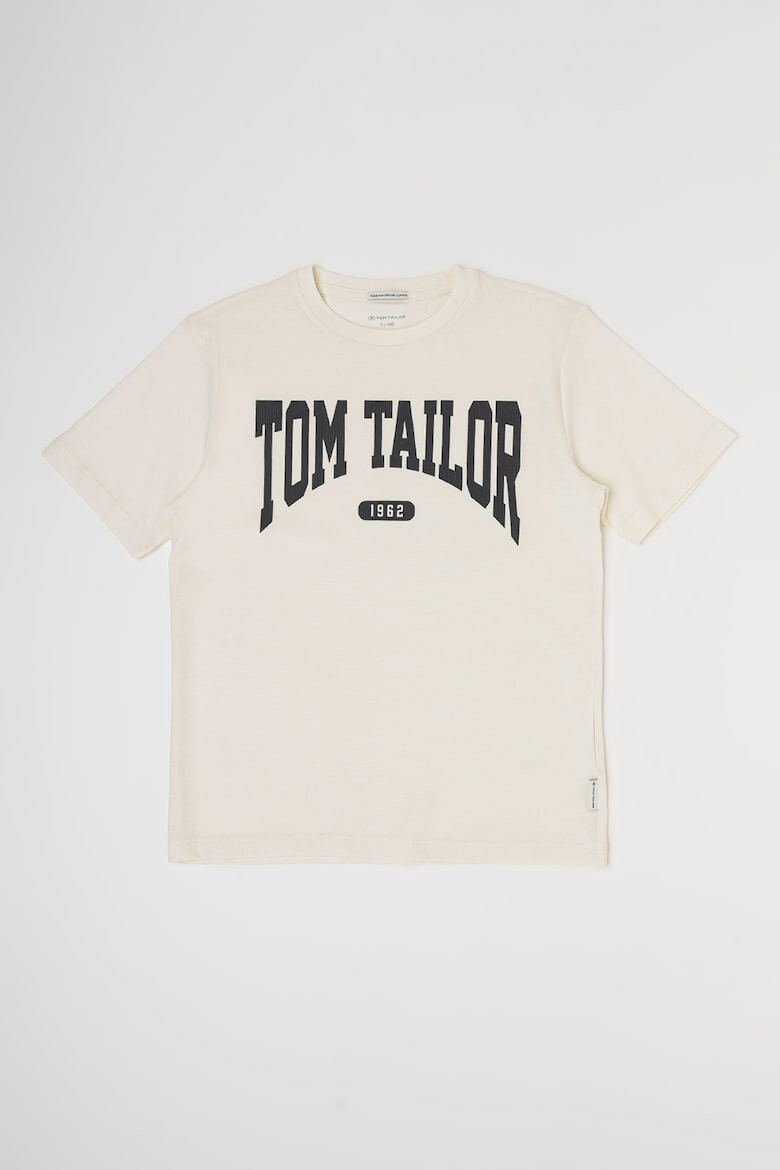 Tom Tailor Tricou cu decolteu la baza gatului si imprimeu logo - Pled.ro