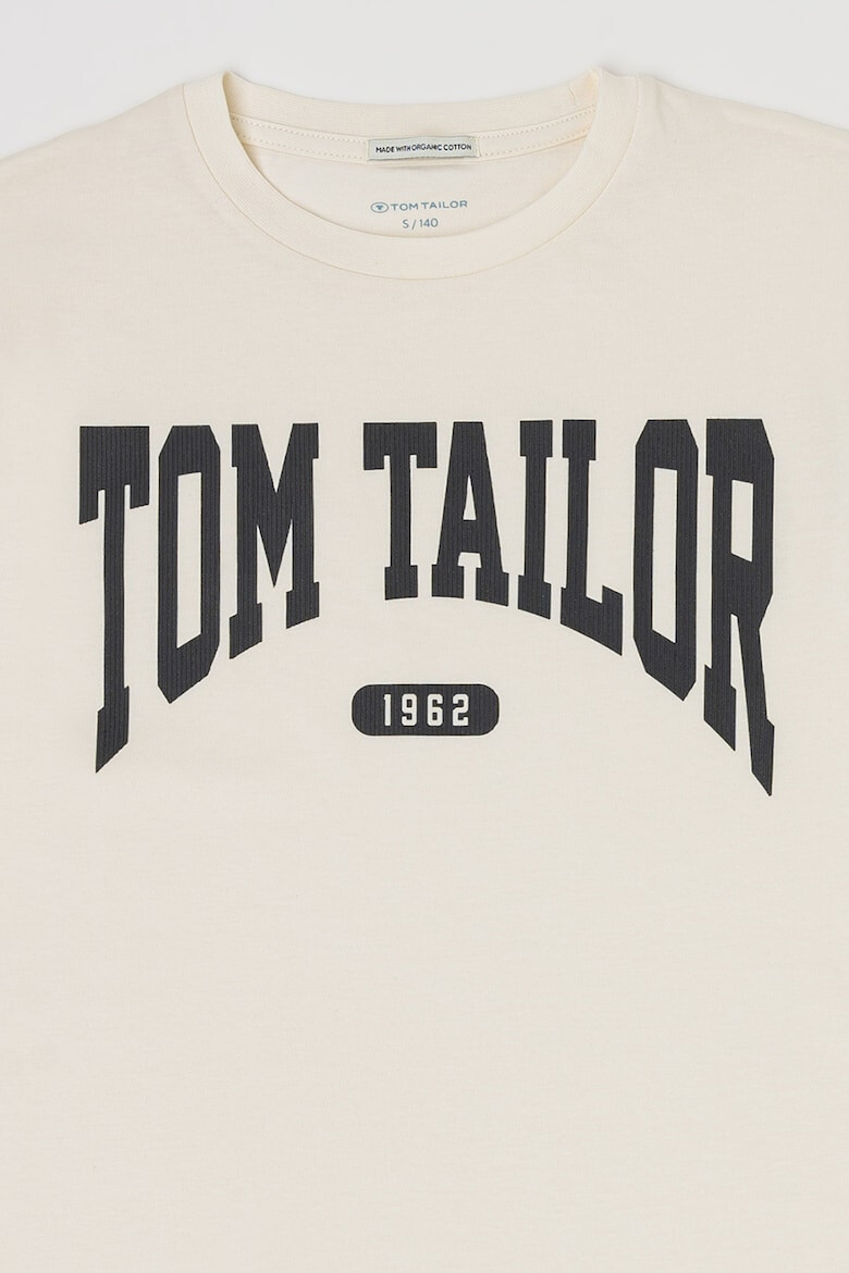 Tom Tailor Tricou cu decolteu la baza gatului si imprimeu logo - Pled.ro