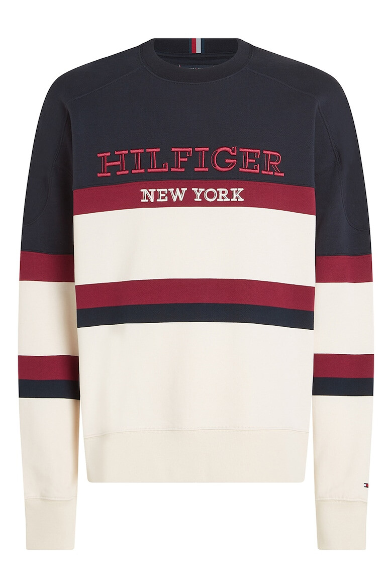 Tommy Hilfiger Bluza de trening cu model in dungi si broderie Rosu inchis Bleumarin Bej deschis - Pled.ro