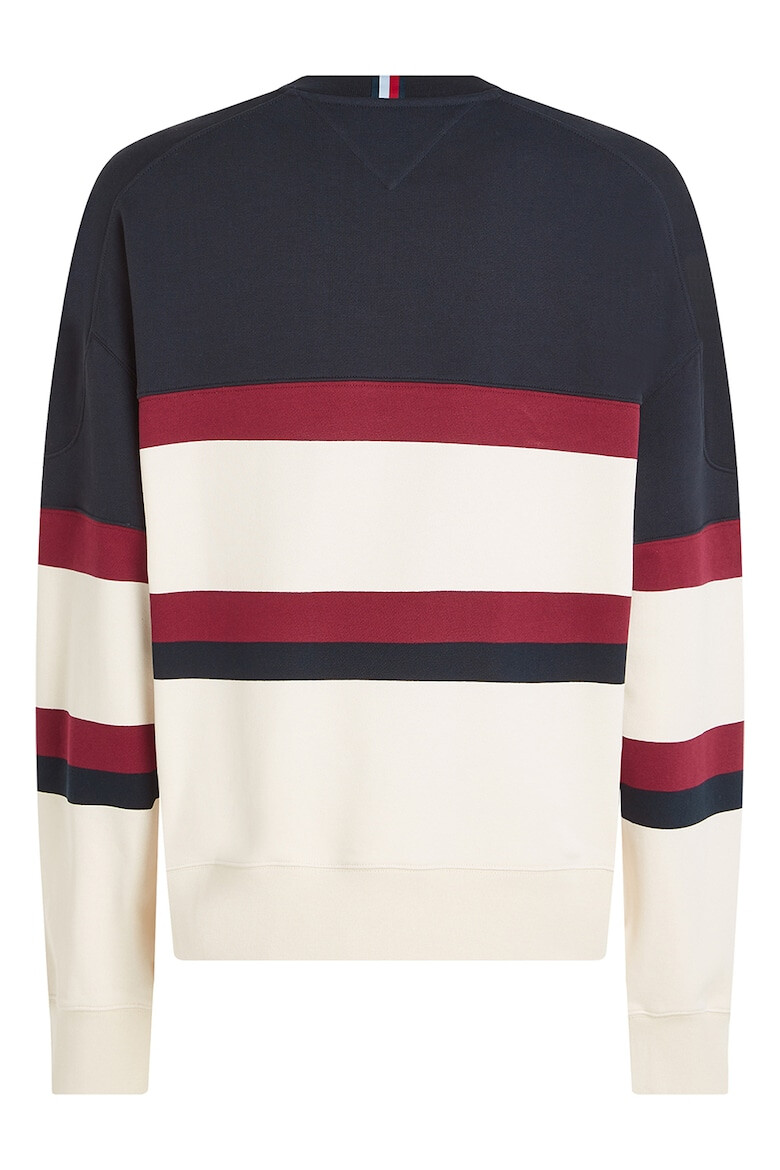 Tommy Hilfiger Bluza de trening cu model in dungi si broderie Rosu inchis Bleumarin Bej deschis - Pled.ro