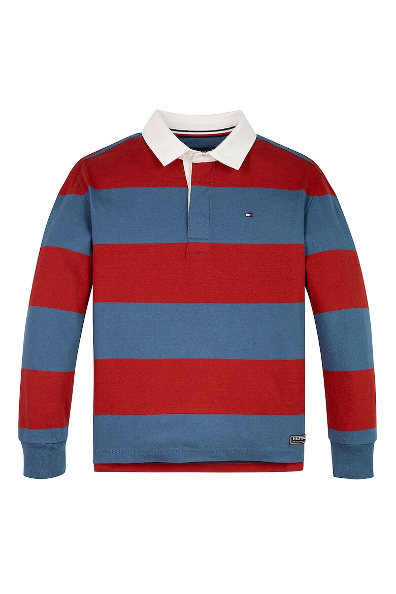 Tommy Hilfiger Bluza din bumbac organic cu model in dungi si guler polo - Pled.ro