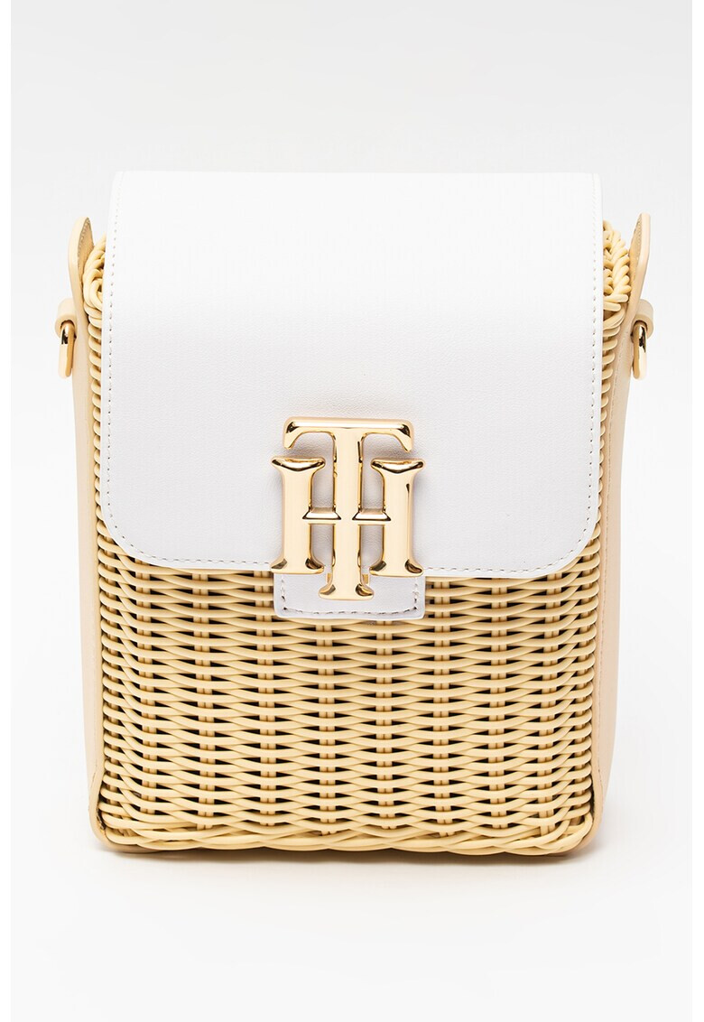 Tommy Hilfiger Geanta crossbody cu insertii din paie de hartie Lock - Pled.ro