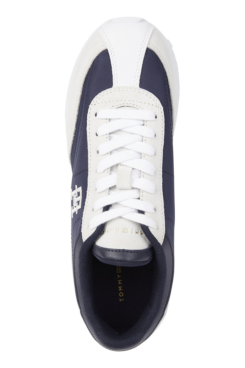 Tommy Hilfiger Pantofi sport din piele si piele intoarsa cu broderie logo - Pled.ro