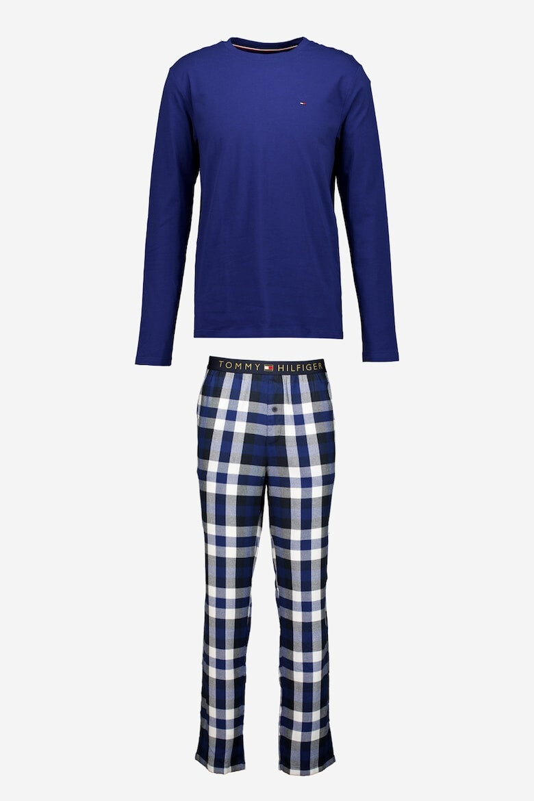 Tommy Hilfiger Pijama din amestec de bumbac cu pantaloni lungi si model in carouri - Pled.ro