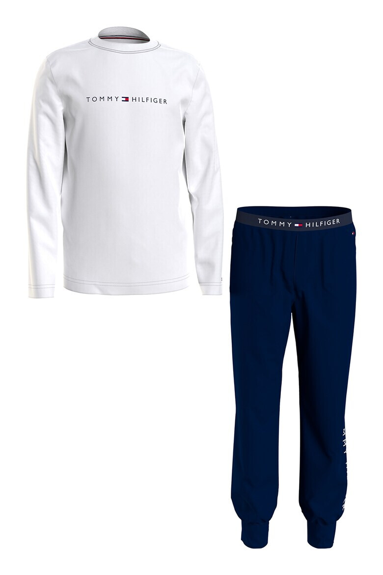 Tommy Hilfiger Pijama din bumbac cu imprimeu logo si pantaloni lungi - Pled.ro