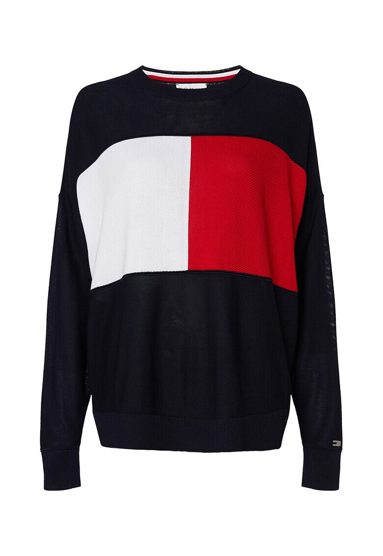 Tommy Hilfiger Pulover cu decolteu la baza gatului si maneci cazute - Pled.ro