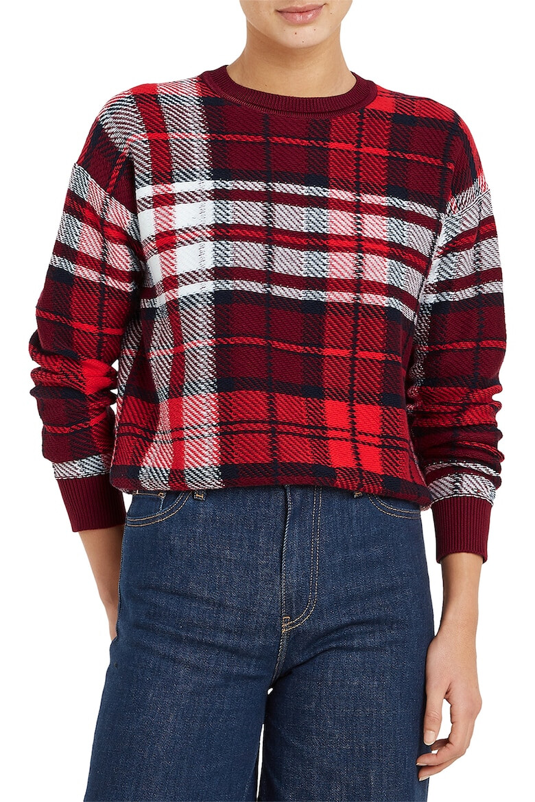 Tommy Hilfiger Pulover de bumbac cu model tartan - Pled.ro