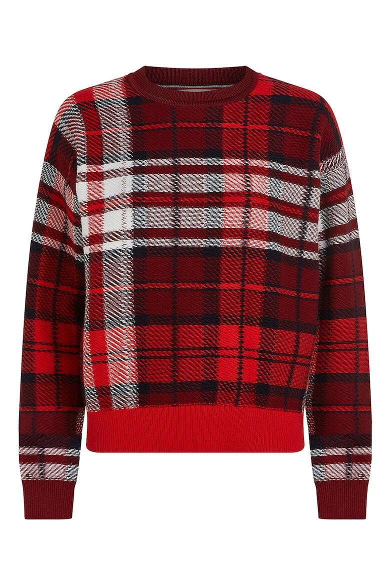 Tommy Hilfiger Pulover de bumbac cu model tartan - Pled.ro