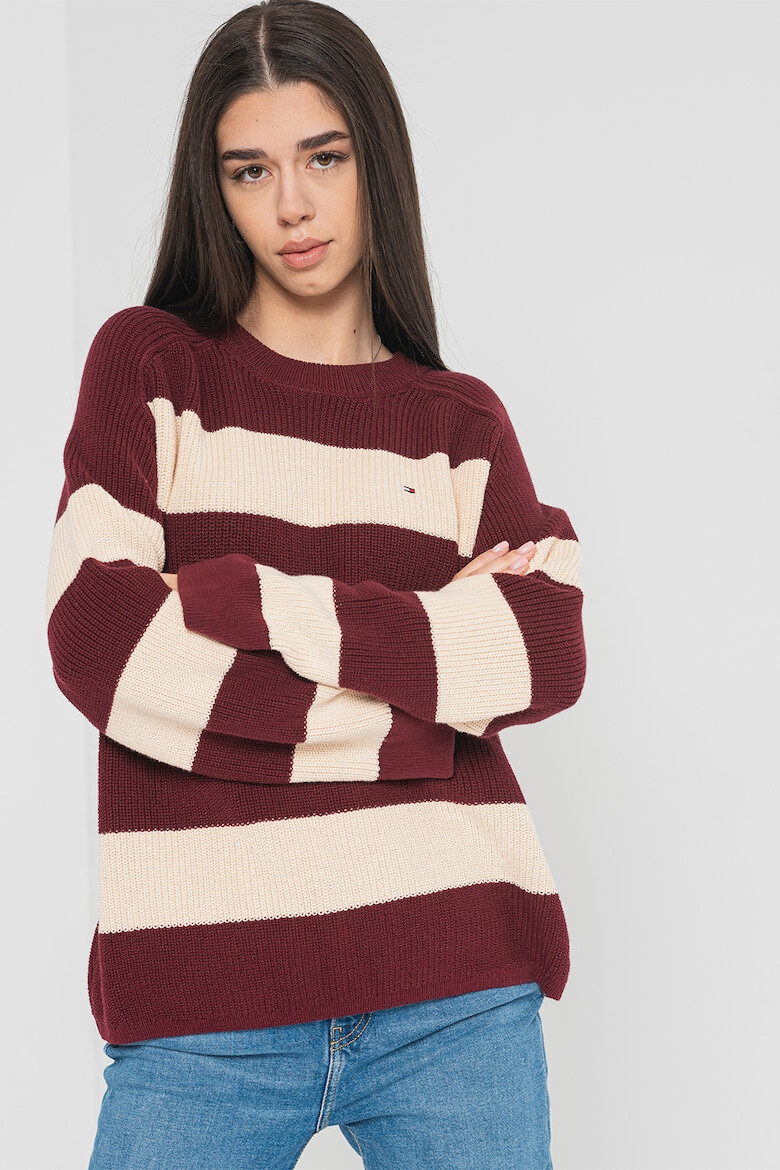 Tommy Hilfiger Pulover lejer din amestec de bumbac organic cu model in dungi - Pled.ro