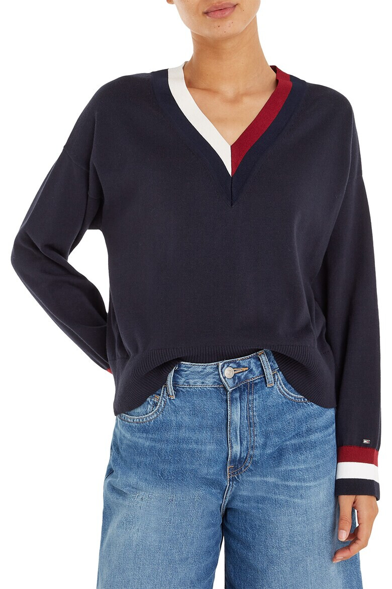 Tommy Hilfiger Pulover relaxed fit cu decolteu in V - Pled.ro