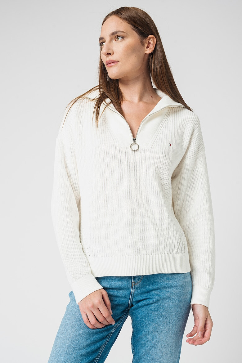 Tommy Hilfiger Pulover relaxed fit cu fermoar scurt Hayana - Pled.ro