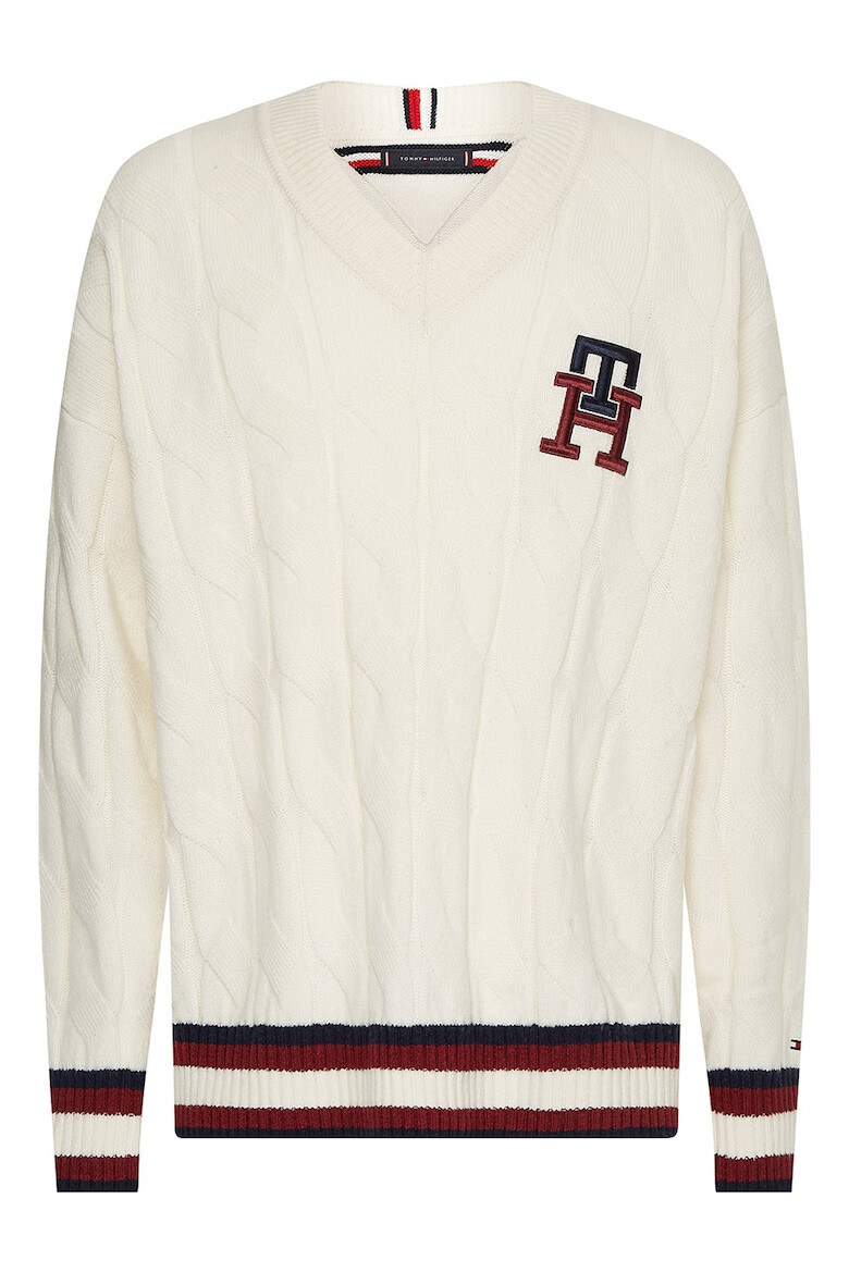 Tommy Hilfiger Pulover relaxed fit cu model torsade - Pled.ro