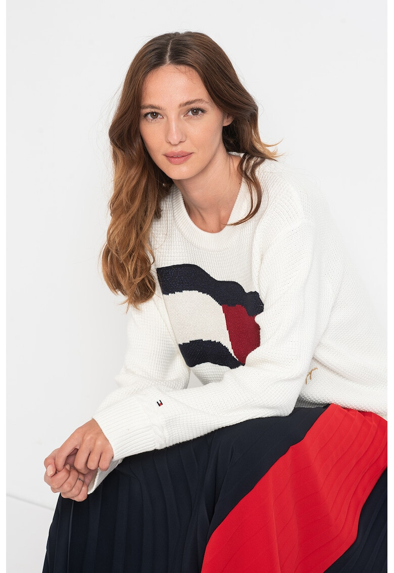 Tommy Hilfiger Pulover supradimensionat de bumbac organic Motion Flag - Pled.ro