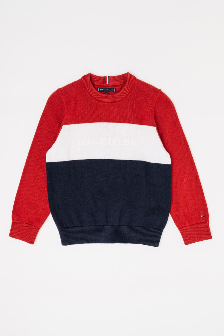 Tommy Hilfiger Pulover tricotat fin din bumbac cu model colorblock - Pled.ro