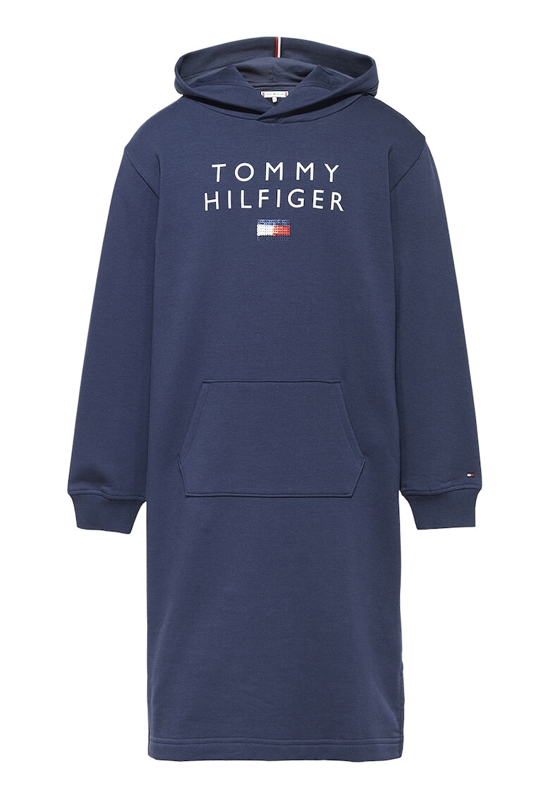 Tommy Hilfiger Rochie hanorac midi din amestec de bumbac organic cu imprimeu logo - Pled.ro