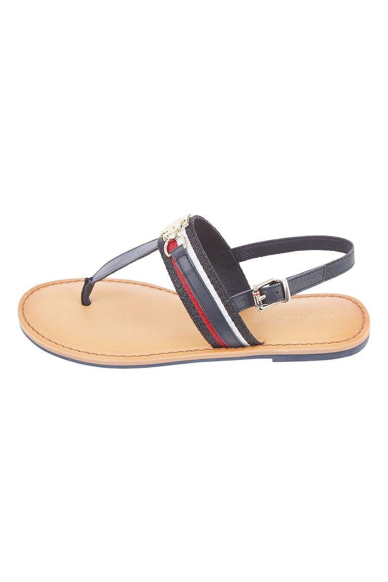 Tommy Hilfiger Sandale de piele cu bareta separatoare si logo metalic - Pled.ro