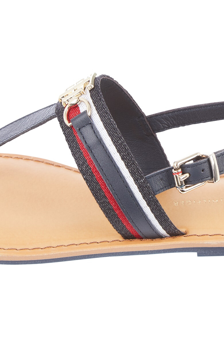 Tommy Hilfiger Sandale de piele cu bareta separatoare si logo metalic - Pled.ro