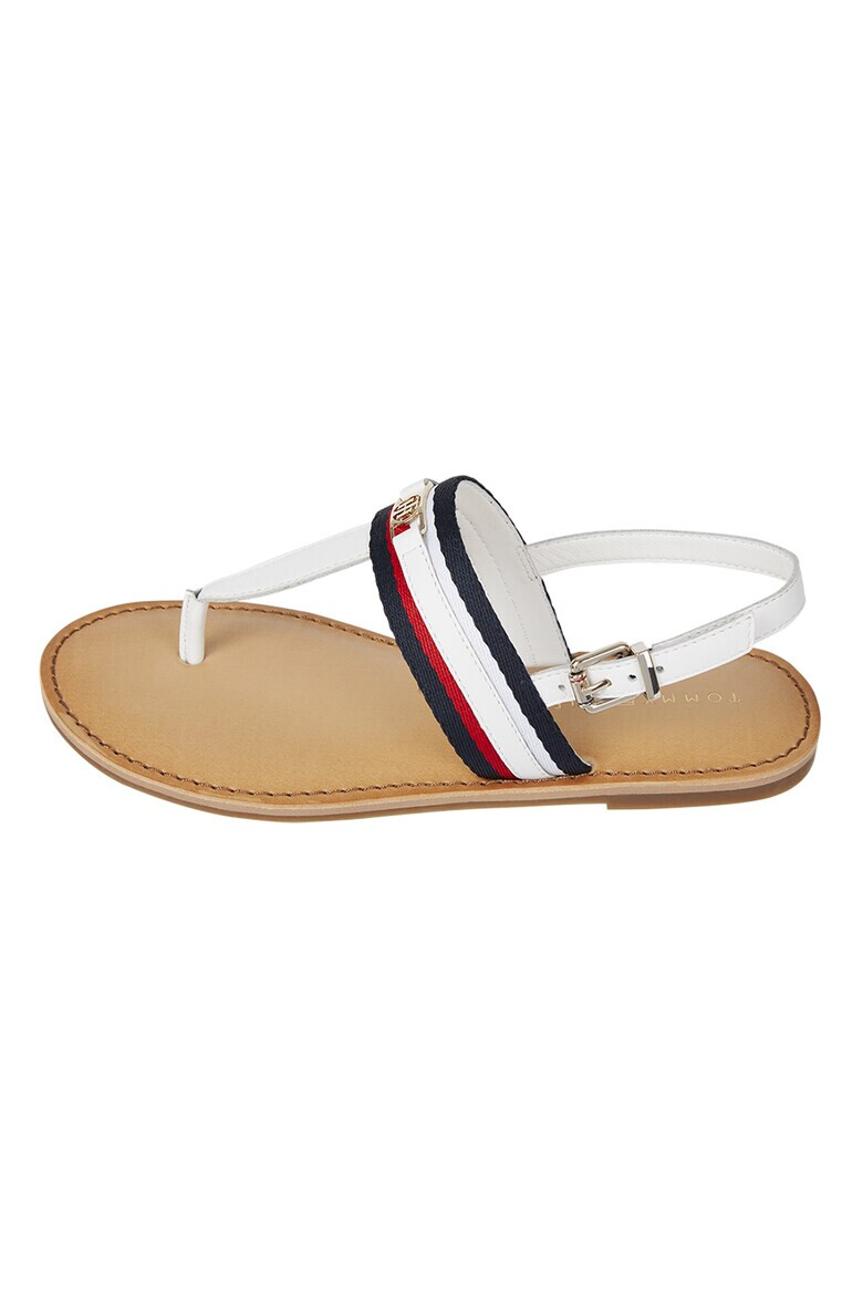 Tommy Hilfiger Sandale de piele cu bareta separatoare si monograma metalica - Pled.ro