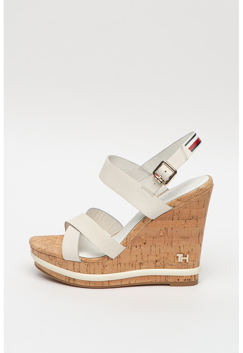 Tommy Hilfiger Sandale wedge din piele Corporate - Pled.ro