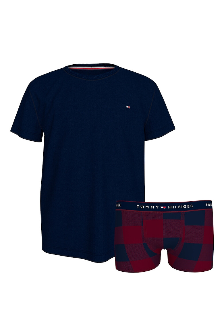 Tommy Hilfiger Set de boxeri in carouri si tricou cu logo - 2 perechi - Pled.ro