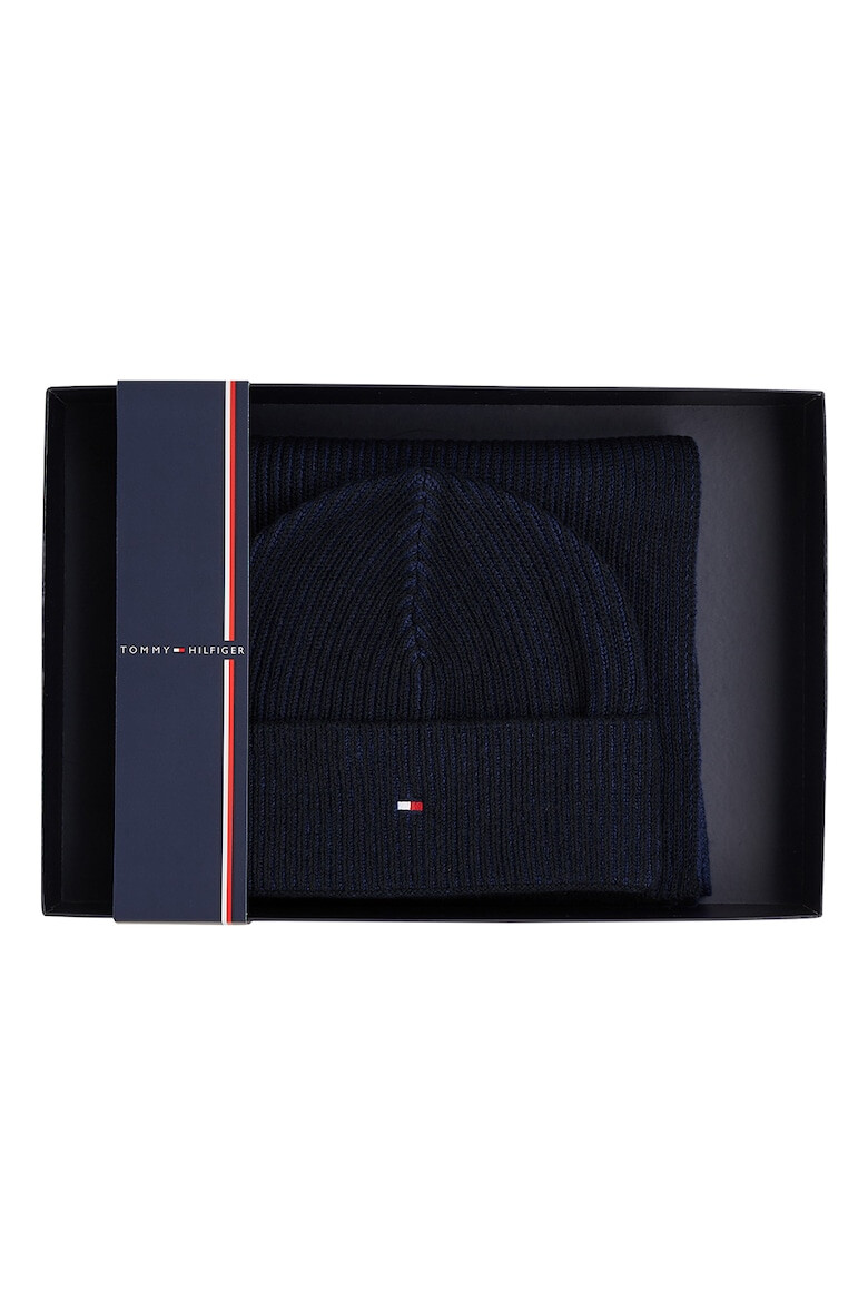 Tommy Hilfiger Set de caciula din amestec de bumbac organic si fular - Pled.ro