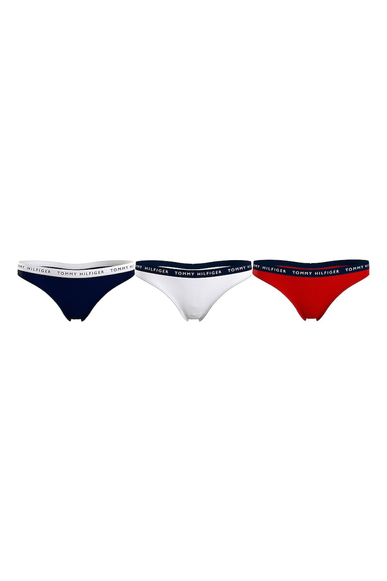 Tommy Hilfiger Set de chiloti tanga cu banda cu logo in talie - 3 perechi - Pled.ro